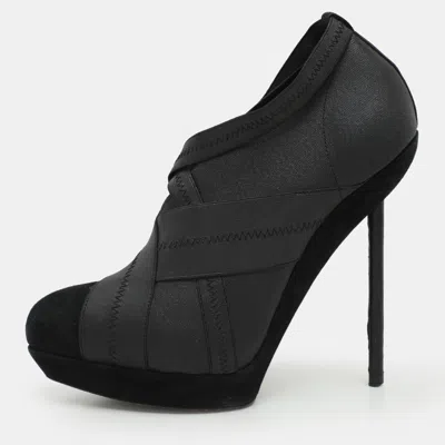 Pre-owned Saint Laurent Black Elastic Bandage And Suede Booties Size 39
