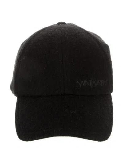 Pre-owned Saint Laurent Black Embroidered Cap W/tags