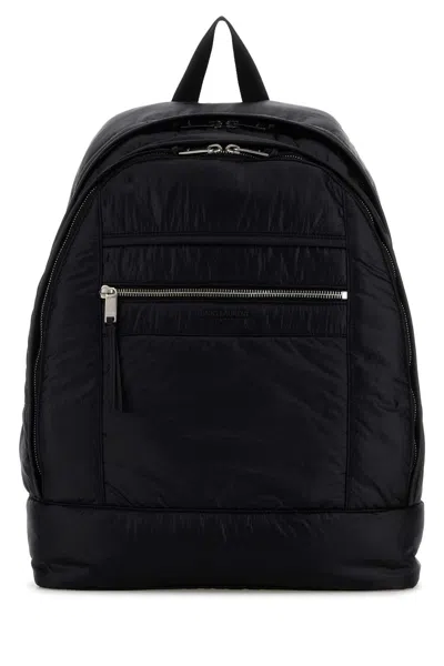 Saint Laurent Black Fabric Backpack In Blue