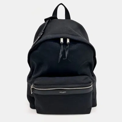 Pre-owned Saint Laurent Black Fabric City Backpack