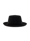 Saint Laurent Black Fedora Hat With Logo Detail In Wool Blend Woman In Black