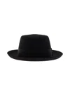 Saint Laurent Black Fedora Hat With Logo Detail In Wool Blend Woman In Multicolor