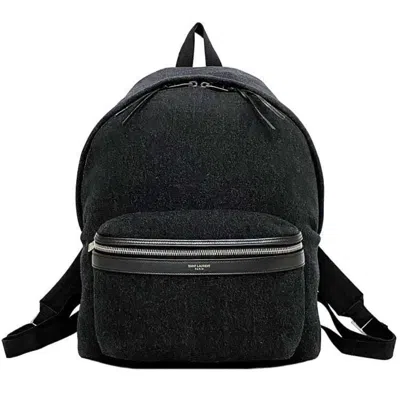 Pre-owned Saint Laurent Black Felt Canvas Leather Backpack ()