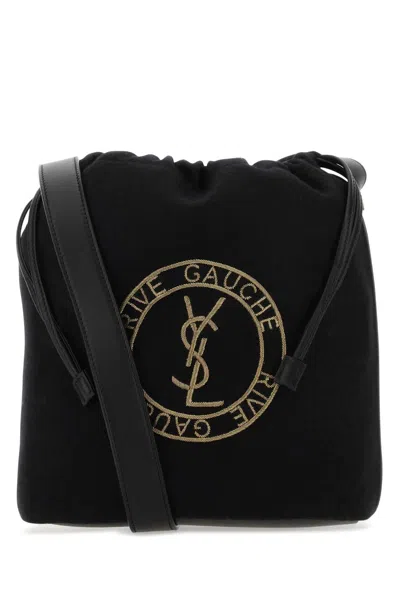 Saint Laurent Black Felt Rive De Gauche Bucket Bag