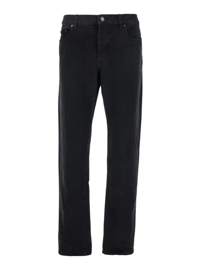 Saint Laurent Black Five Pocket Jeans With Logo Patch On The Back In Denim Man In Multicolor