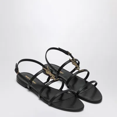 SAINT LAURENT SAINT LAURENT BLACK FLAT SANDALS CASSANDRA WOMEN