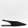 Saint Laurent Leather Slingback Ballet Flats With Pointed Toe In Black