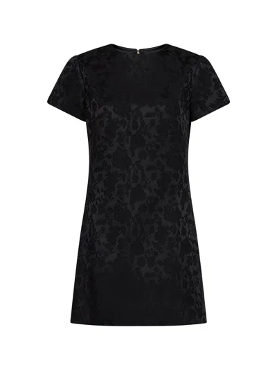 Saint Laurent Black Floral Jacquard Satin Mini Dress