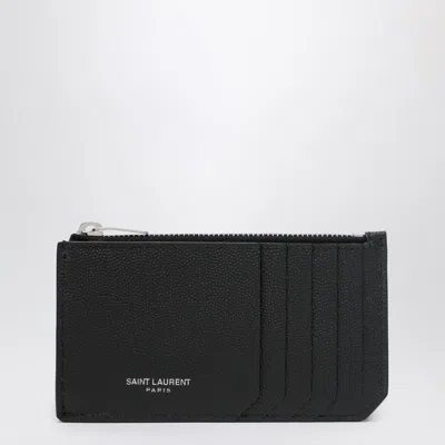 Saint Laurent Black Fragments Card Holder With Zip