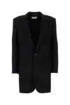 Saint Laurent Giacca In Gabardine Nero Donna