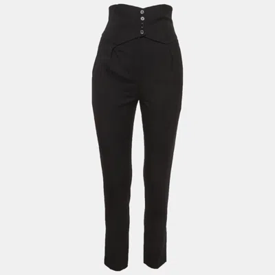 Pre-owned Saint Laurent Black Gabardine Pleat Detail Trouser S