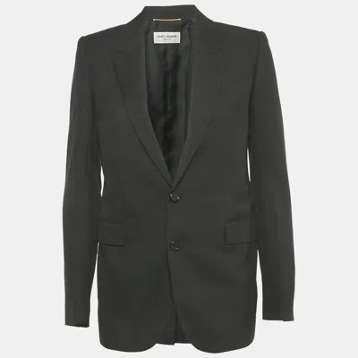 Pre-owned Saint Laurent Black Gabardine Tailored Blazer S
