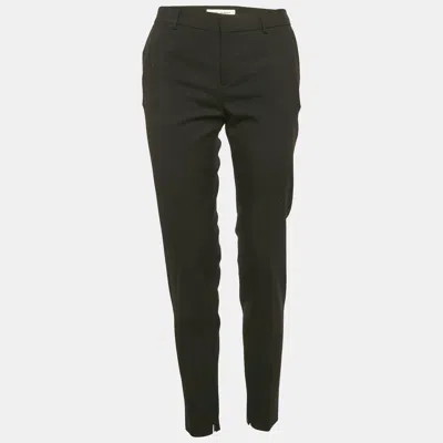 Pre-owned Saint Laurent Black Gabardine Wool Trousers S