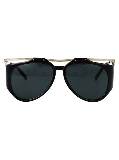 Saint Laurent Black Gold Black Metal Sunglasses In Pattern