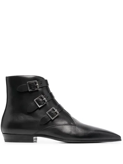 Saint Laurent Black Gothic Manito Boots For Men In Noir