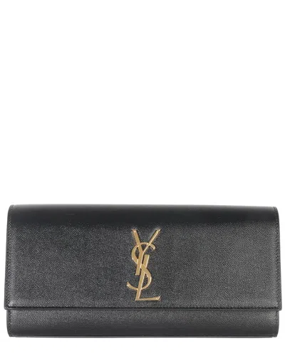 Saint Laurent Black Grain De Poudre Leather Classic Cassandre Clutch (authentic Pre-loved)