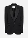 Saint Laurent Black Grain De Poudre Tuxedo Blazer In Black
