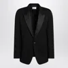 Saint Laurent Black Grain De Poudre Tuxedo Jacket Men In Black