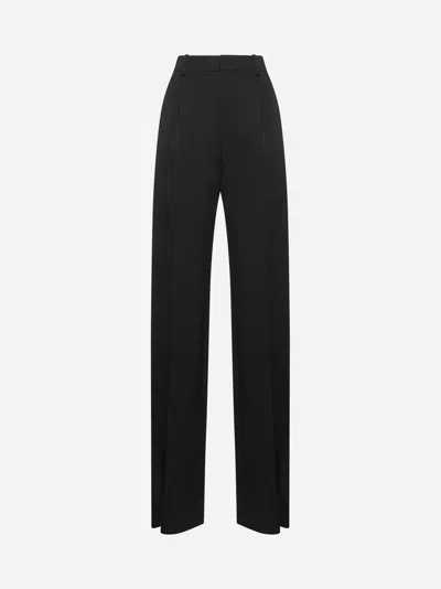 SAINT LAURENT BLACK GRAIN DE POUDRE TUXEDO TROUSERS
