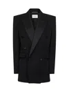 Saint Laurent Women Black Grain De Poudre Wool Tuxedo Jacket