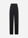 Saint Laurent Black Smart Straight Leg Pants In Wool Woman