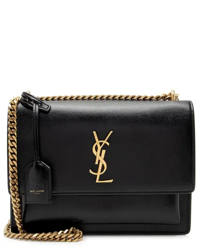 Saint Laurent Black Grained Calfskin Sunset Medium Shoulder Bag (authentic Pre-loved)