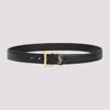 Saint Laurent Textured Black Grained Leather Belt In Black