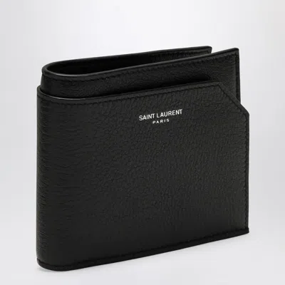 Saint Laurent Black Grained Leather East/west Wallet With Coin Purse