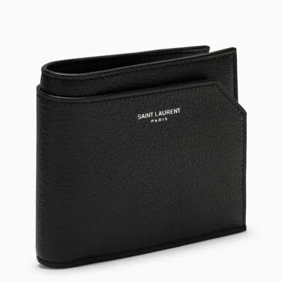 Saint Laurent Black Grained Leather East/west Wallet With Coin Purse