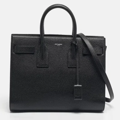 Pre-owned Saint Laurent Black Grained Leather Small Classic Sac De Jour Tote