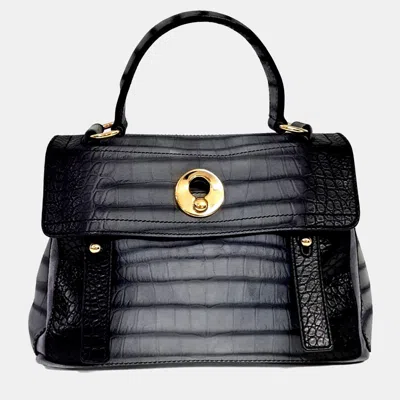 Pre-owned Saint Laurent Black Grey Canvas And Leather Muse To Bag