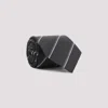 Saint Laurent Silk Tie Striped Chain Loop In Black