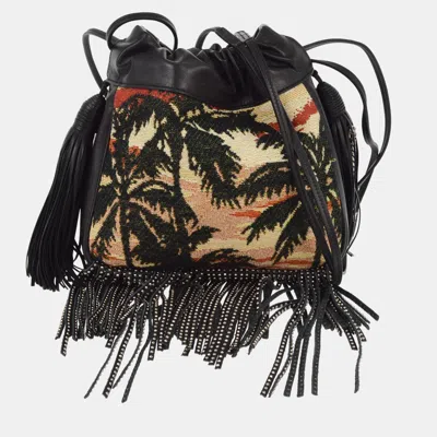 Pre-owned Saint Laurent Black Helena Bucket Bag Fringe Shoulder Bag