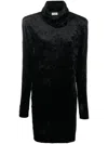 Saint Laurent Crushed Velour Blouse In Black
