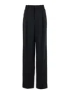 Saint Laurent Grain De Poudre Wool Wide-leg Pants In Black