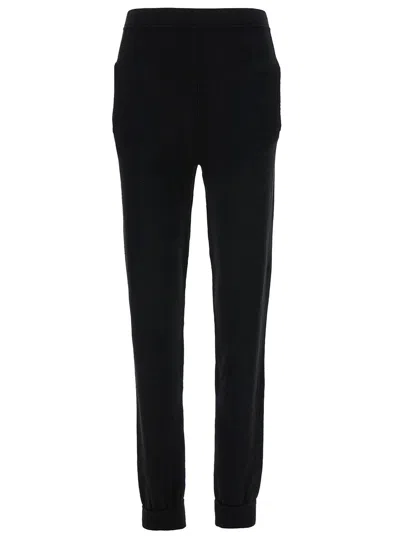 Saint Laurent Black High-waisted Leggings With Pockets In Cashmere Woman