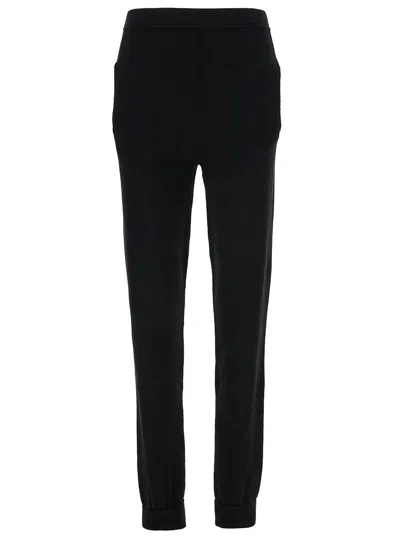 Saint Laurent Black High-waisted Leggings With Pockets In Cashmere Woman In Multicolor
