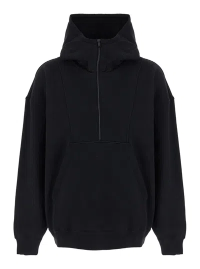 Saint Laurent Black Hoodie With Logo Lettering Embroidery In Cotton Man In Blue