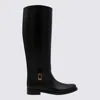 Saint Laurent Black Horny Leather Boots In Black