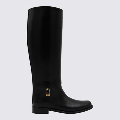 Saint Laurent Black Horny Leather Boots