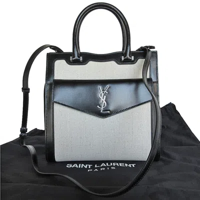 Pre-owned Saint Laurent Black Ivory Leather Handbag Shoulder Bag ()