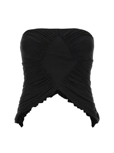 SAINT LAURENT BLACK JERSEY BUSTIER TOP