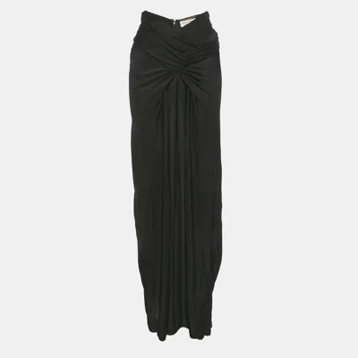 Pre-owned Saint Laurent Black Jersey Draped Maxi Skirt S