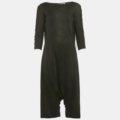 Pre-owned Saint Laurent Black Jersey Frilled Playsuit S