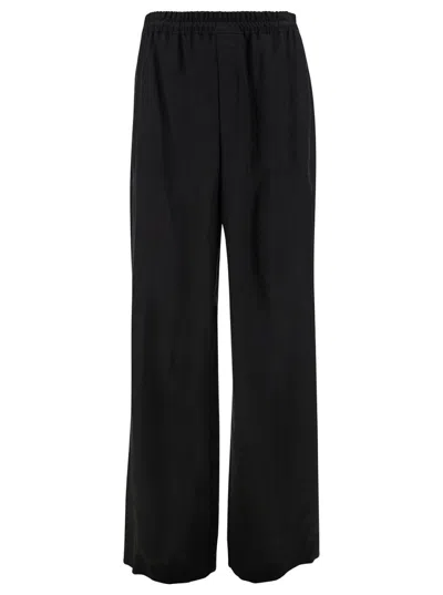 Saint Laurent Wide-leg Satin Drawstring Trousers In Black