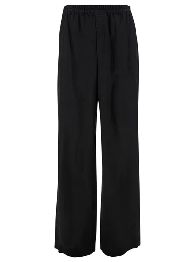 Saint Laurent Black Jogger Pants With Elastic Waistband In Cupro Man In Multicolor