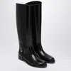 Saint Laurent Julia Leather Knee-high Boots In Black