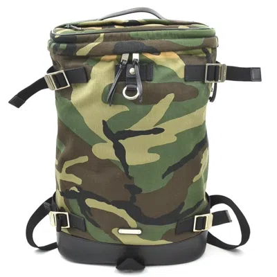 Pre-owned Saint Laurent Black Khaki Canvas Leather Backpack () In Black, Khaki