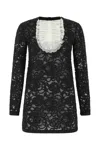 Saint Laurent Black Lace Mini Dress In Black