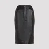 Saint Laurent Black Lamb Leather Midi Skirt In Black